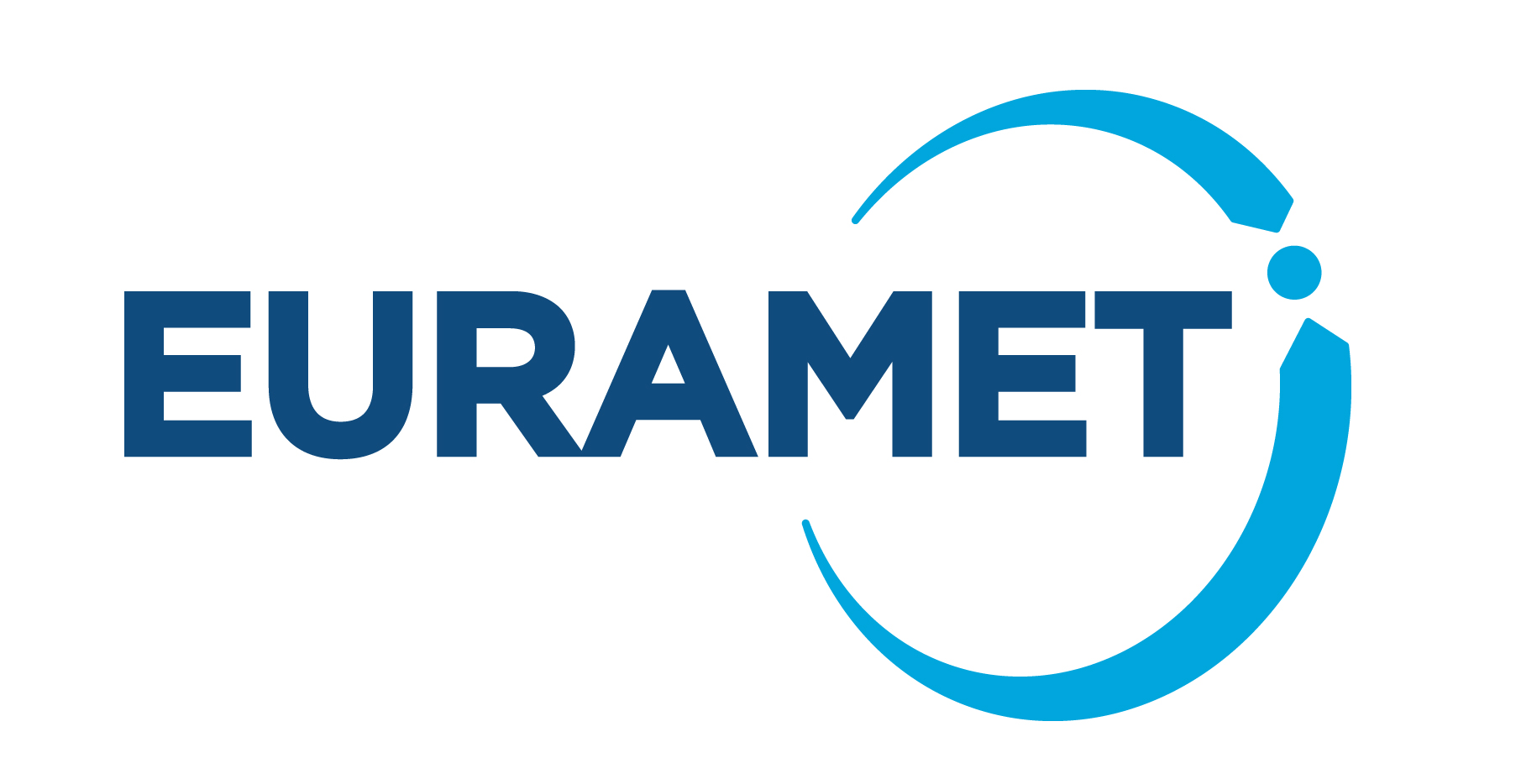 logo organizacji Euramet: niebieskie litery i delikatny okrąg wokół trzech ostatnich liter.