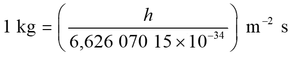 Równanie pokazujące określenie kilograma w odniesieniu do stałych definiujących h, ∆νCs i c.